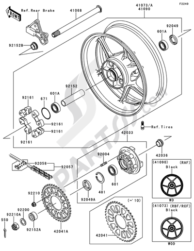 Kawasaki NINJA ZX-6R 2010 Rear Hub