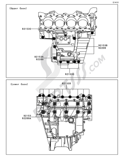 Kawasaki NINJA ZX-6R 2011 Crankcase Bolt Pattern