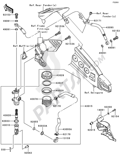 Kawasaki NINJA ZX-6R 2011 Rear Master Cylinder