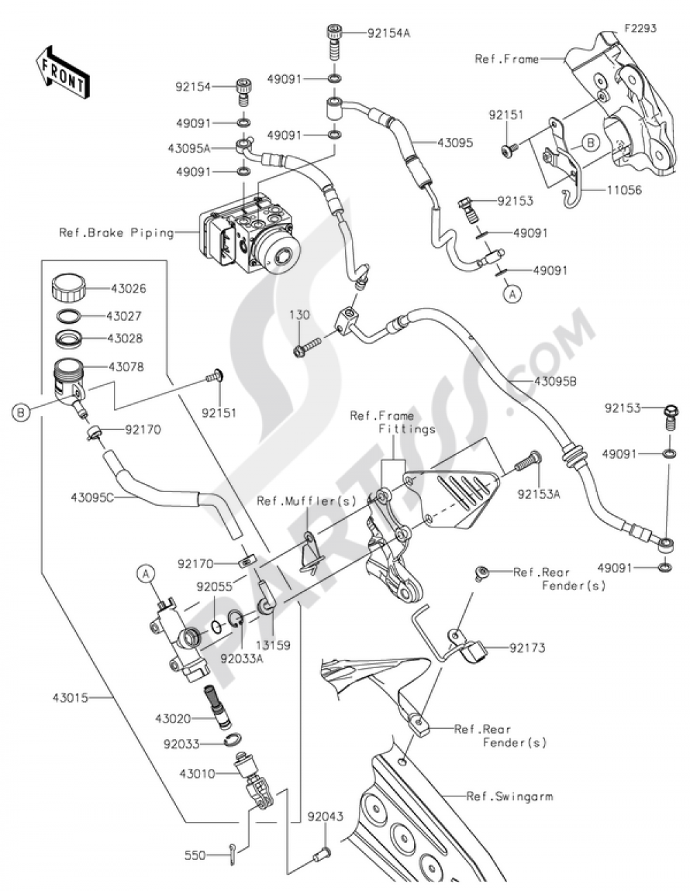 Rear Master Cylinder Kawasaki NINJA ZX-6R ABS 2014