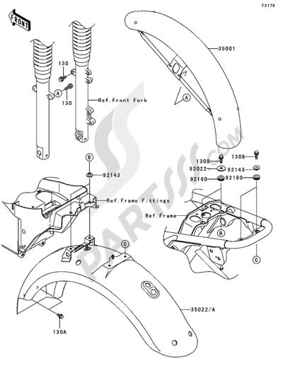 Kawasaki W650 2004 Dissassembly sheet. Purchase genuine spare