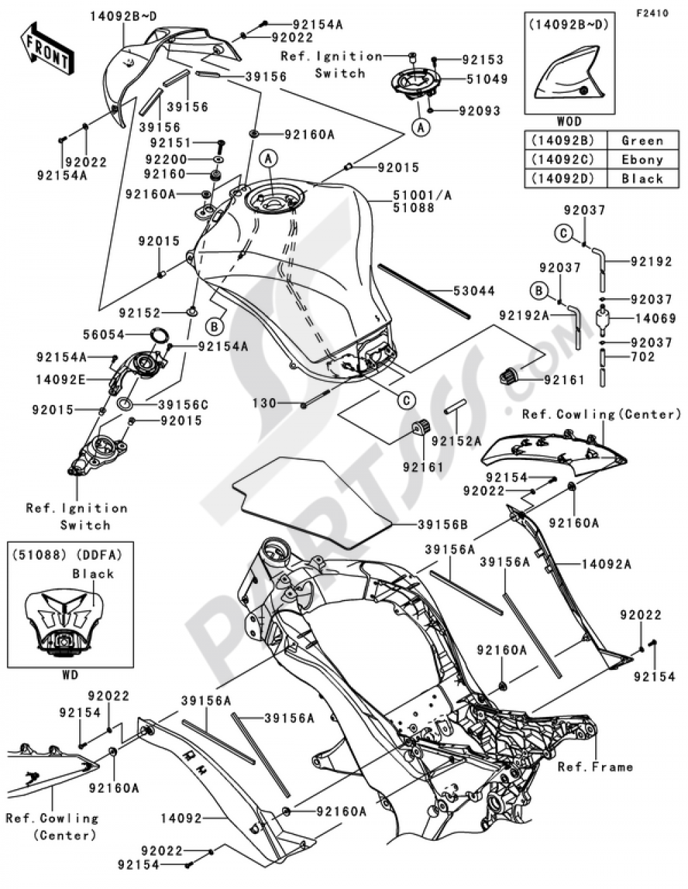 RÉSERVOIR À ESSENCE Kawasaki Z1000 2013