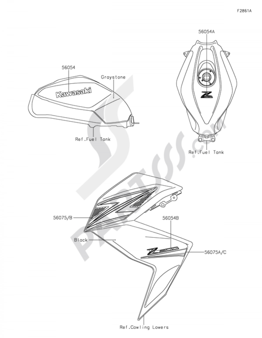 Decals(Graystone) Kawasaki Z300 2015