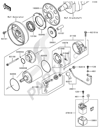 Kawasaki Z750 2006 スターターモーター