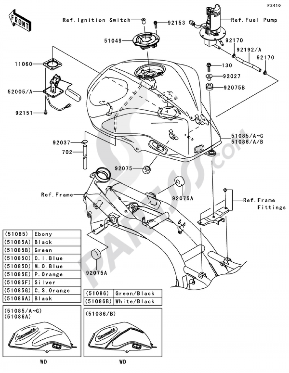 Moto Listino Prezzi Ricambi Kawasaki Z750 Fuel Tank Kawasaki Z750 2010