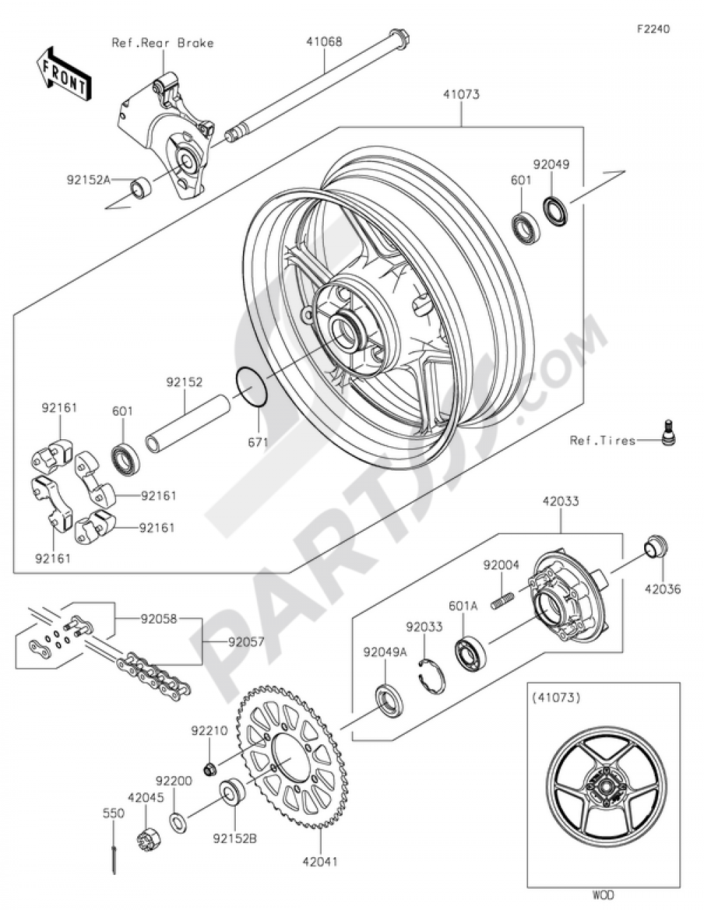 Rear Hub Kawasaki Z800 2016