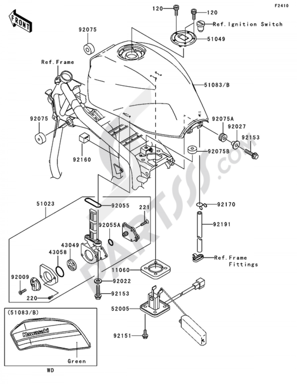 1200×450×600 Fuel Tank(1/2) Kawasaki ZRX1200R 2005