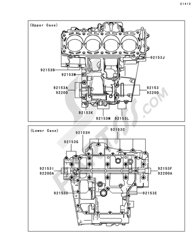 Kawasaki ZZR1400 2007 Crankcase Bolt Pattern