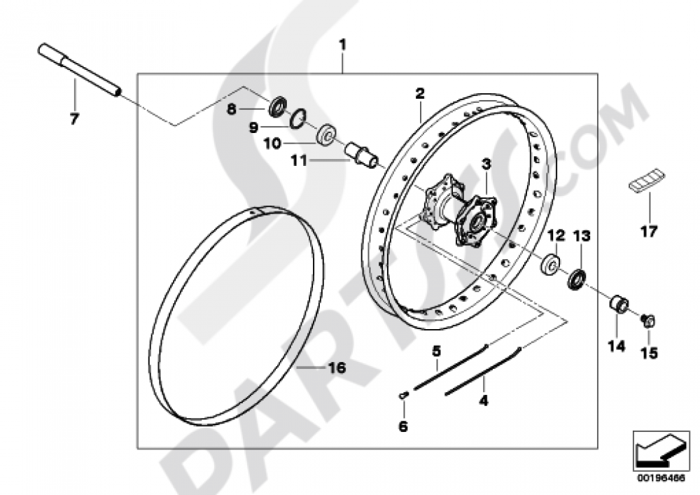 SPOKED WHEEL, FRONT Bmw F800GS ADVENTURE 2013-2015 (K75)