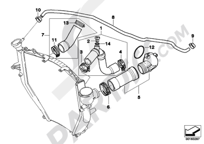 Bmw K1200GT 2006-2008 (K44) COOLING SYSTEM - WATER HOSES