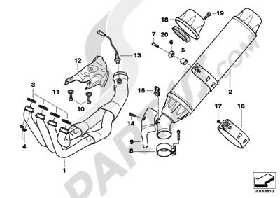 Bmw K1200GT 2006-2008 (K44) EXHAUST SYSTEM PARTS WITH MOUNTS