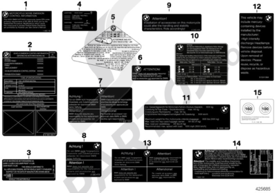 Bmw K1200GT 2006-2008 (K44) LABELS FOR USA
