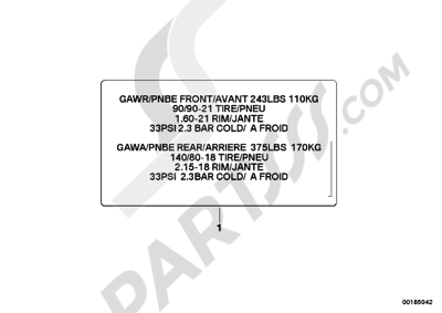 Bmw K1200GT 2006-2008 (K44) LABEL TIRE PRESSURE