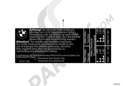 Bmw K1200GT 2006-2008 (K44) LABEL TIRES