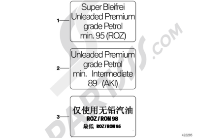 Bmw K1200GT 2006-2008 (K44) NOTICE LABEL FOR FUEL