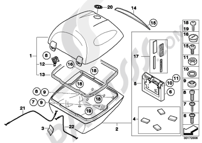 Bmw K1200GT 2006-2008 (K44) SINGLE PARTS FOR TOP CASE 28I