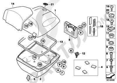 Bmw K1200GT 2006-2008 (K44) SINGLE PARTS FOR TOP CASE 49L