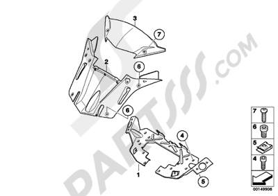 Bmw K1200GT 2006-2008 (K44) WINDSHIELD MOUNTED PARTS