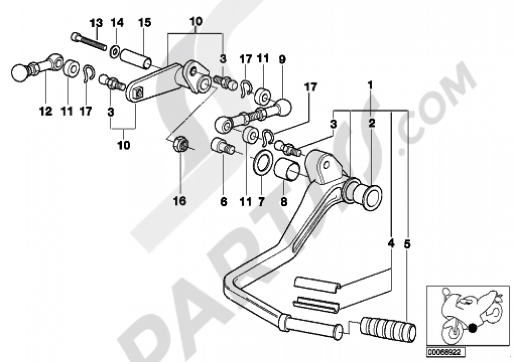 EXTERNAL GEARSHIFT PARTSSHIFT LEVER Bmw K1200LT 1999-2004 (89V3)