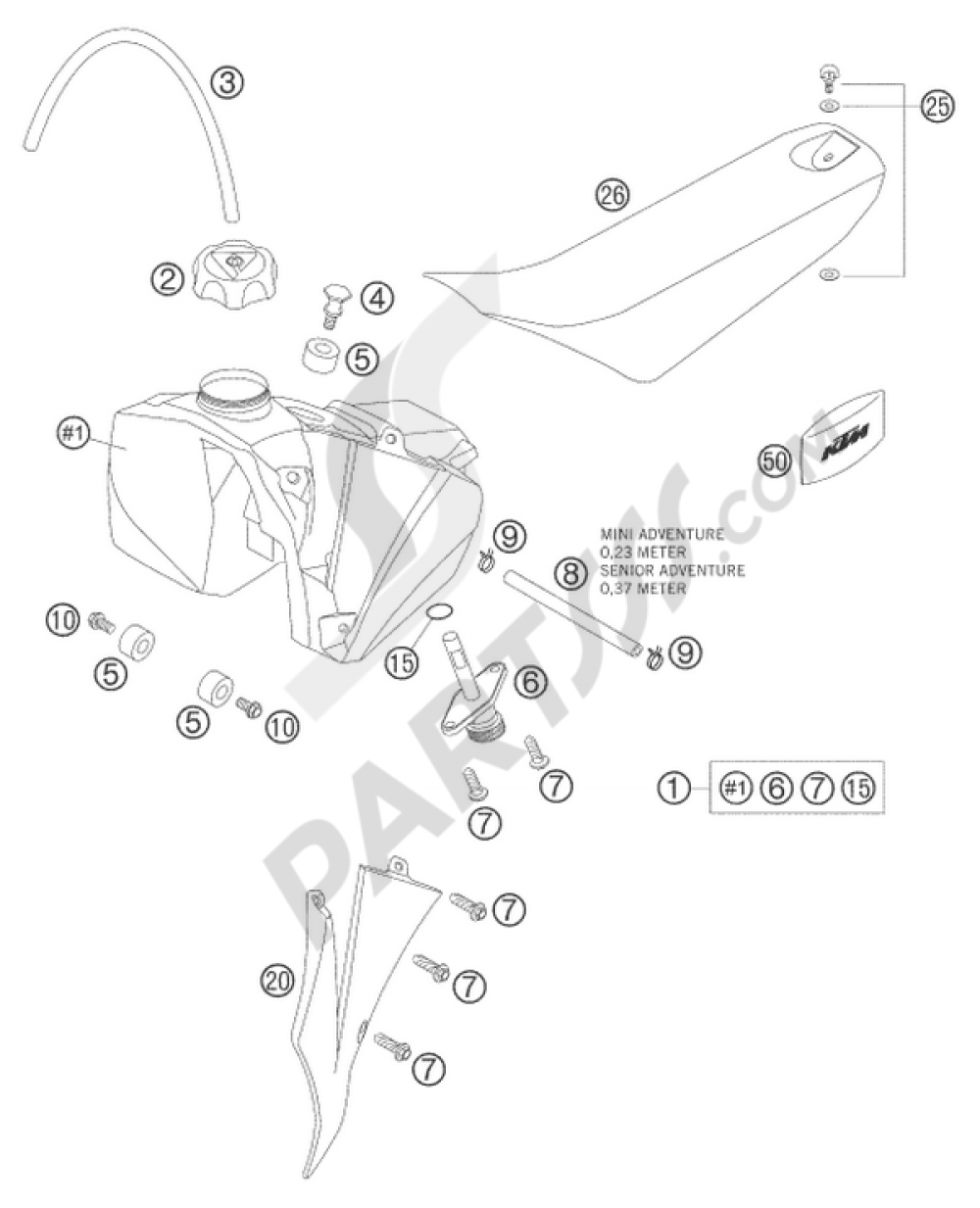 TANK, SEAT, COVER 50 MINI ADV. KTM 50 MINI ADVENTURE 2005 EU