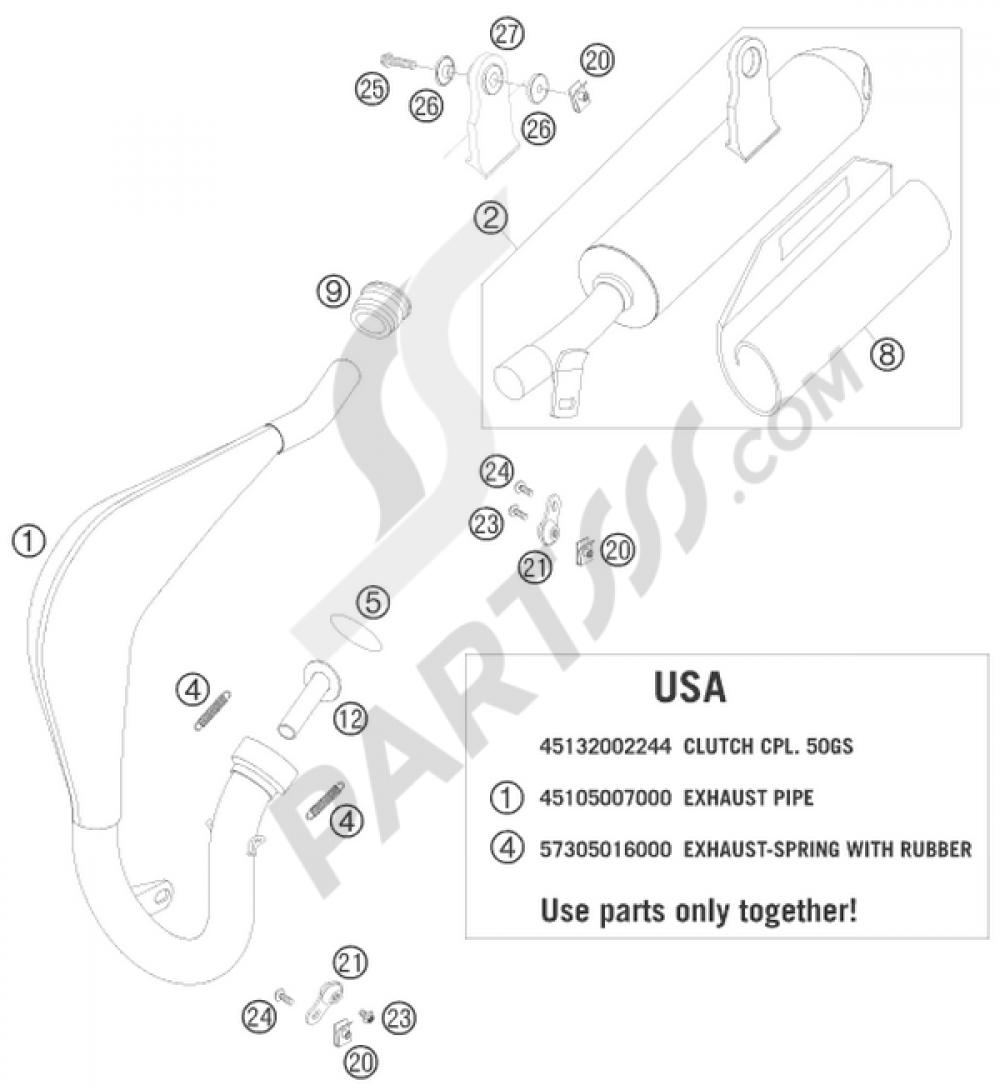 EXHAUST SYSTEM KTM 50 MINI ADVENTURE 2008 EU