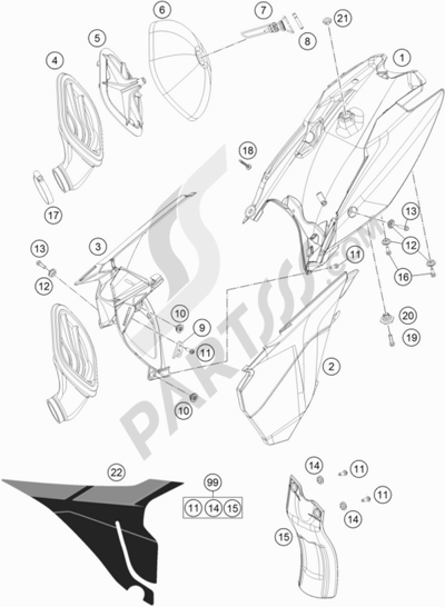KTM 85 SX 19/16 2014 EU. 分解図 純正部品をオンライン購入