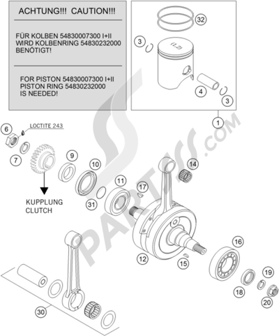 KTM 250 SX 2010 EU CRANKSHAFT, PISTON