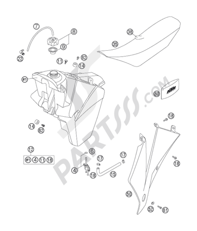 KTM 250 SX 2010 EU TANK, SEAT, COVER