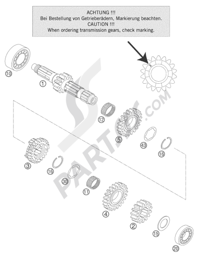KTM 250 SX 2010 EU TRANSMISSION I - MAIN SHAFT