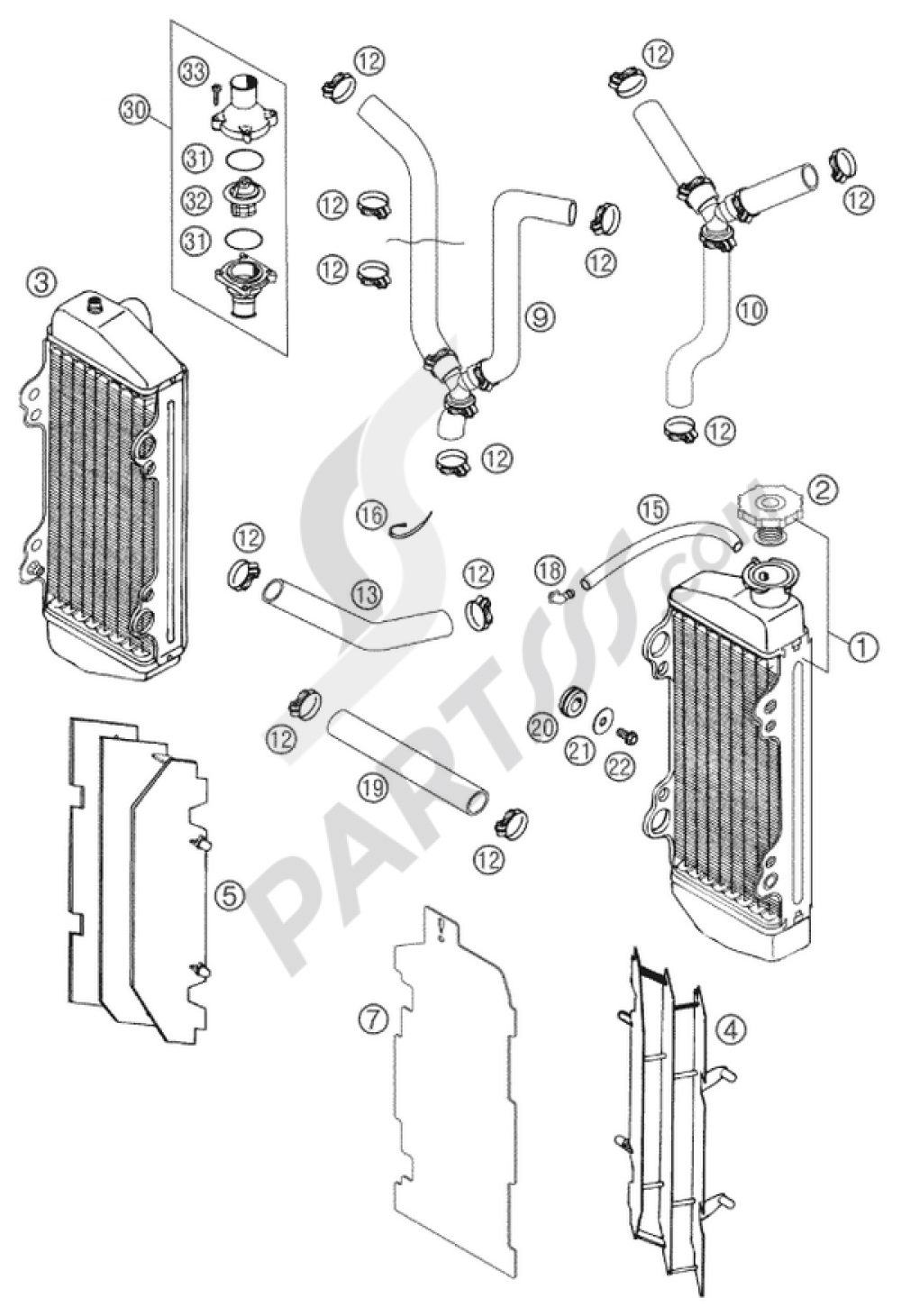 COOLING SYSTEM 125/200 SX, MXC KTM 125 SX 2003 EU