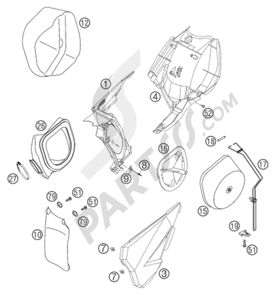 KTM 250 EXC 2003 EU AIRFILTER BOX 125-300