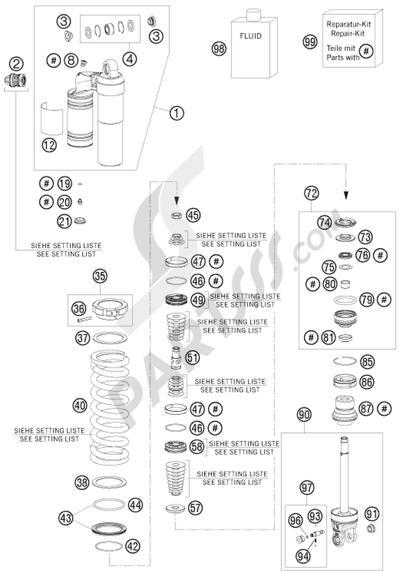KTM 450 EXC SIX-DAYS 2013 EU SHOCK ABSORBER DISASSEMBLED