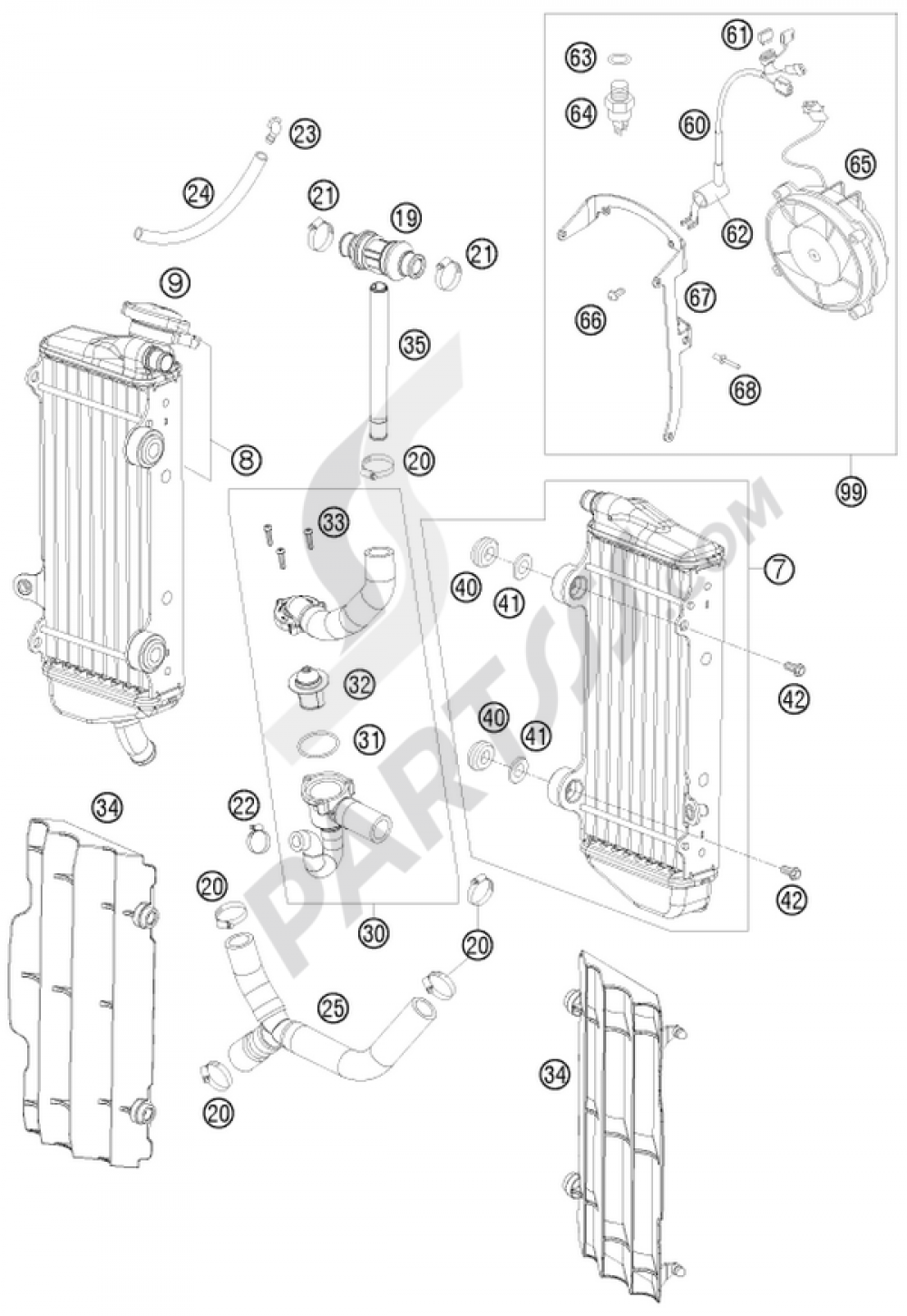 COOLING SYSTEM KTM 450 EXC SIX-DAYS 2013 EU