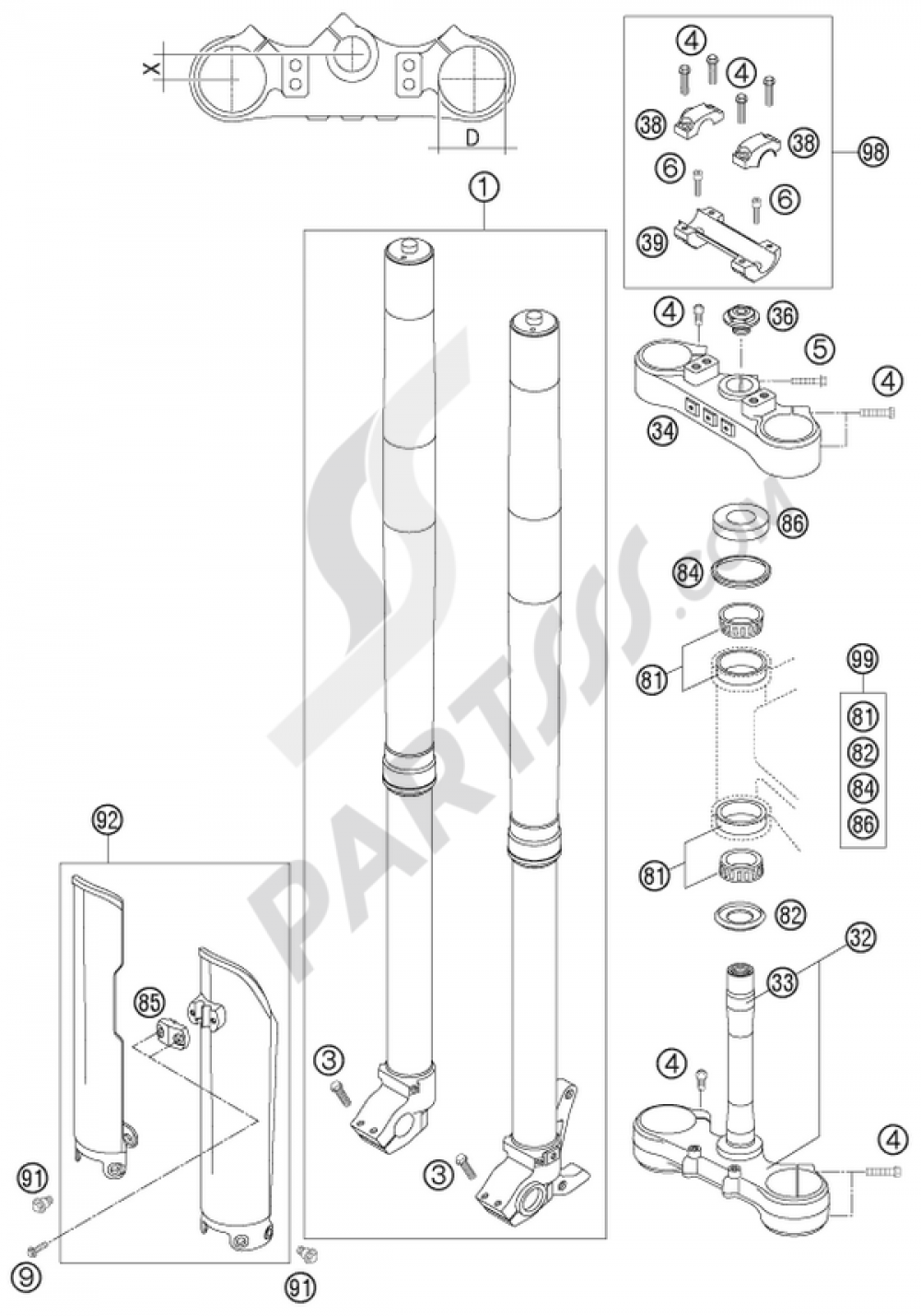 FRONT FORK KTM 250 EXC-F 2007 EU