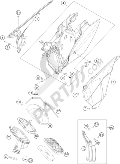 KTM 250 EXC-F 2014 EU. 分解図 純正部品をオンライン購入