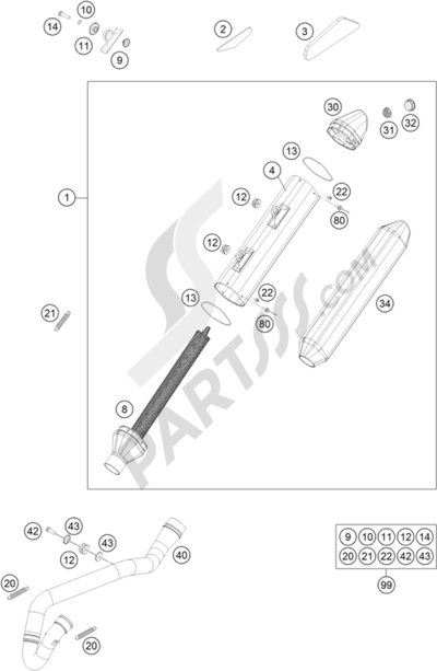 KTM 250 EXC-F 2014 EU. 分解図 純正部品をオンライン購入
