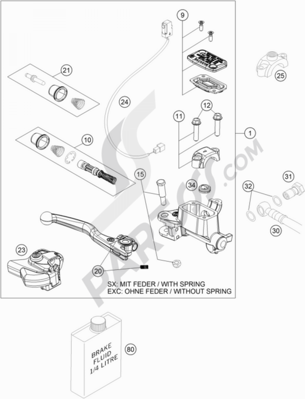 HAND BRAKE CYLINDER KTM 300 EXC 2016 EU