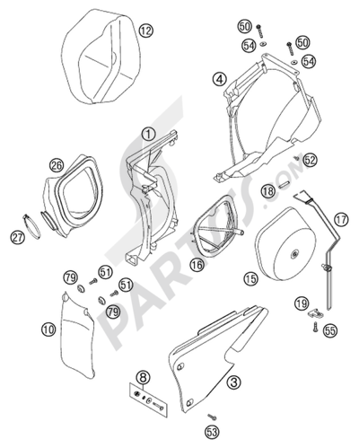 KTM 300 EXC 2000 EU AIR  FILTER BOX 125-380  2000