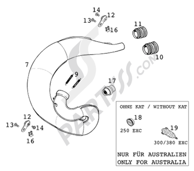 KTM 300 EXC 2000 EU AUSPUFF 250-380 /u00272000