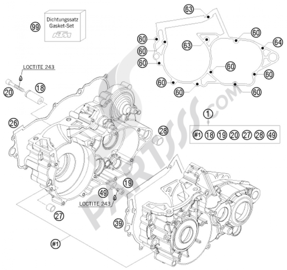 ENGINE CASE KTM 300 EXC SIX-DAYS 2016 EU