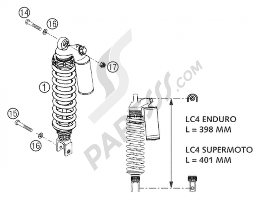 SHOCK ABSORBER 640 LC4, 640 SM KTM 640 LC4 SUPERMOTO PRESTIG 2003 EU