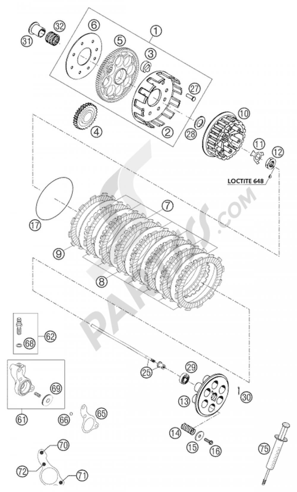 CLUTCH 625 SXC, 640 LC4 KTM 640 LC4 ADVENTURE 2003 EU