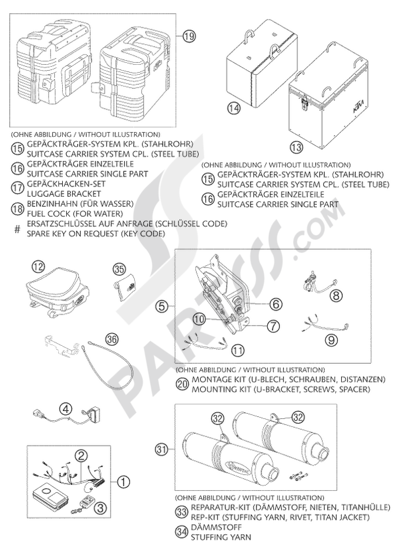 KTM 950 ADVENTURE ORANGE LOW 2004 EU ATTACHMENTS LC8