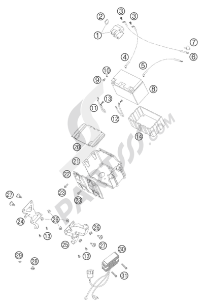 KTM 950 ADVENTURE ORANGE LOW 2004 EU BATTERY CASE LC8