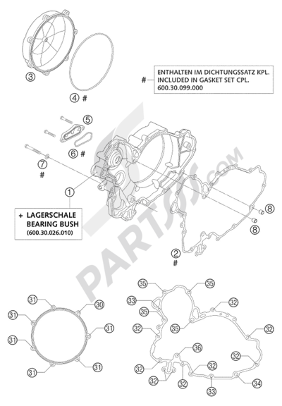 KTM 950 ADVENTURE ORANGE LOW 2004 EU CLUTCH COVER LC8