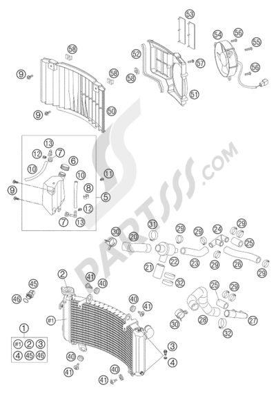 KTM 950 ADVENTURE ORANGE LOW 2004 EU COOLING SYSTEM LC8