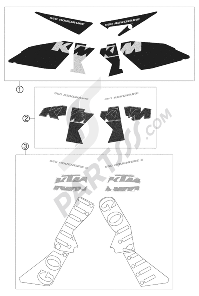 KTM 950 ADVENTURE ORANGE LOW 2004 EU DECAL LC8