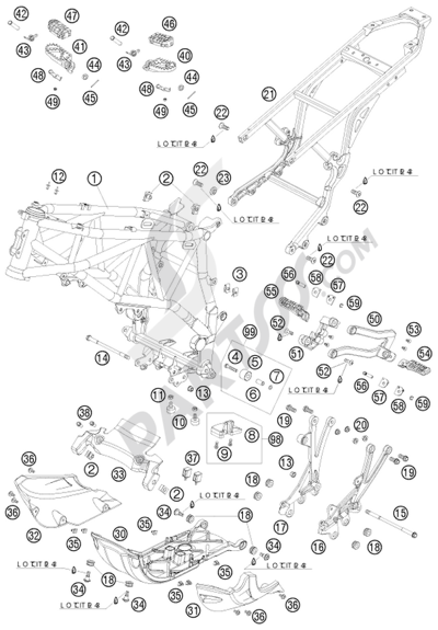 KTM 950 ADVENTURE ORANGE LOW 2004 EU FRAME, SUBFRAME, ENGINE PROTEC