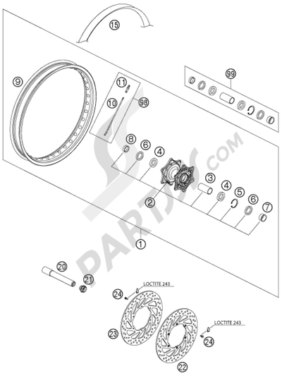 KTM 950 ADVENTURE ORANGE LOW 2004 EU FRONT WHEEL LC8