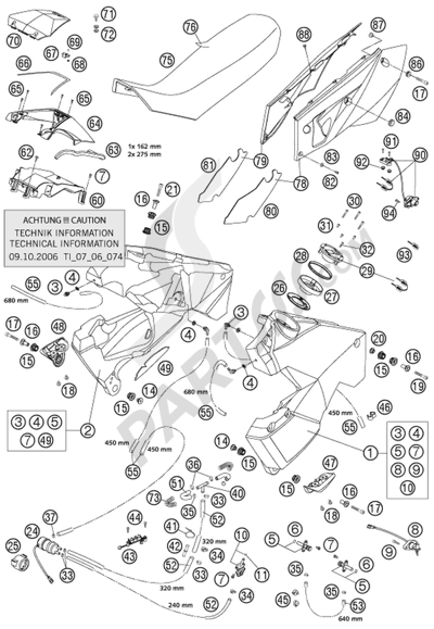 KTM 950 ADVENTURE ORANGE LOW 2004 EU FUEL TANK, SEAT, COVERING LC8